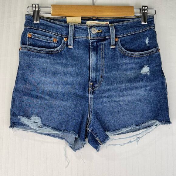 Levi’s Blue Denim Distressed Jean Shorts Women's Size 28 Cut-Off Stow Daisy Duke
